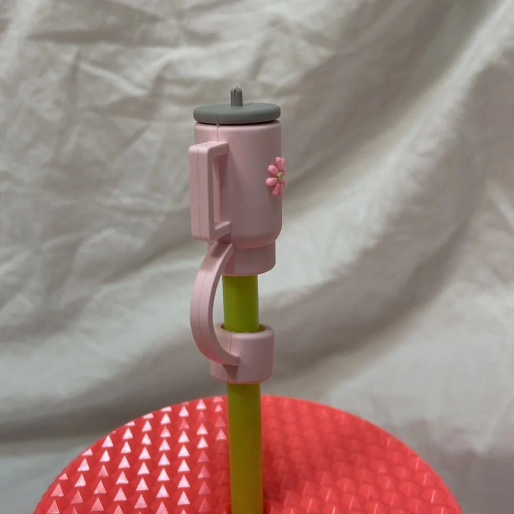 SHEIN 2 silicone straw cover cap for Stanley Cup. Pink & black straw toppers. - Picture 5 of 16